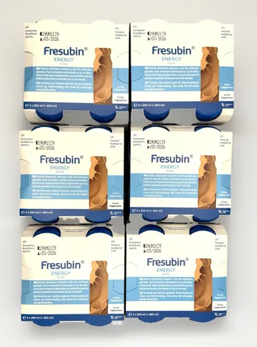 FRESUBIN Energy Drink Cappuccino - 24 x 200 ml, Hochkalorische Trinknahrung - Spezialnahrung für Menschen mit erhöhtem Energiebedarf. 1,5 kcal/ml, laktose- und glutenfrei, ideal bei Appetitlosigkeit oder Rekonvaleszenz. Praktische 200 ml Flasche für unterwegs.