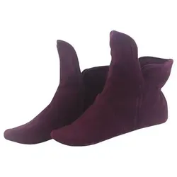 RAIKOU Hausstiefel Haussocken super flauschige Hüttenschuhe Hausschuh aus Micro Fleece mit ABS und Rutschfester Sohle rot 43-46 EU