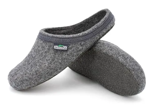 Stegmann Unisex 127 Pantoffeln, Grau (Grey 8804) - 38 EU - Hausschuhe aus 100% österreichischem Walkstoff, mit herausnehmbarem Fußbett und rutschfester Sohle für optimalen Komfort und Sicherheit.