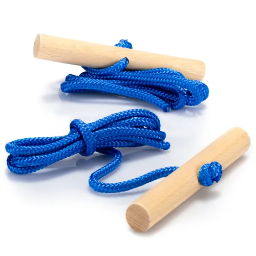 2x Schlittenleine mit Holzgriff, Rodelzubehör Zugseil für Schlitten, blau