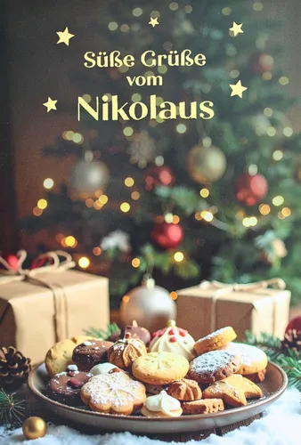 Nikolauskarte mit Umschlag Süße Grüße zum Nikolaus Klappkarte Karte Weihnachten