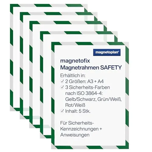 Magnetrahmen magnetofix SAFETY A4, grün/weiß in grün von magnetoplan
