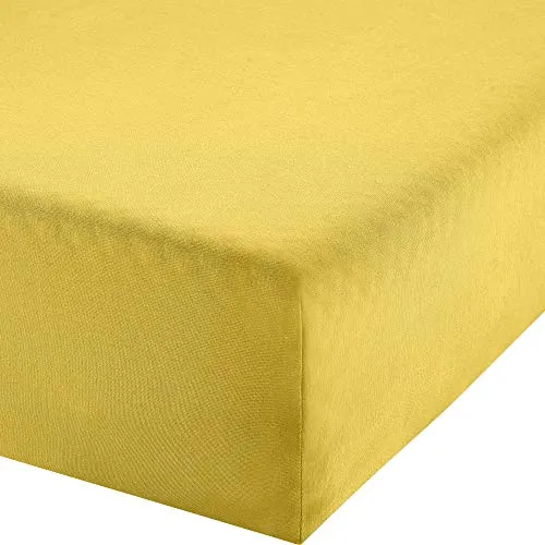 Erwin Müller Boxspringbett-Spannbettlaken Freising - Gelb, 90x190 cm / 100x220 cm - Erwin Müller Boxspringbett-Spannbettlaken aus Elasthan-Jersey-Stretch für perfekten Sitz. Bügelfrei und antipilling, ideal für Matratzen bis 35 cm Höhe. Genießen Sie höchsten Schlafkomfort mit langlebigem Rundumgummi.