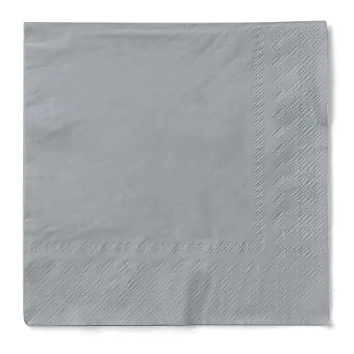 Mank Servietten aus Tissue 33 x 33 cm ¼ Falz | Kaffee Serviette | Basic | Uni | 100 Stück | praktische Einmal-Serviette für Gastronomie und Feiern | (Silber, 33 x 33 cm)