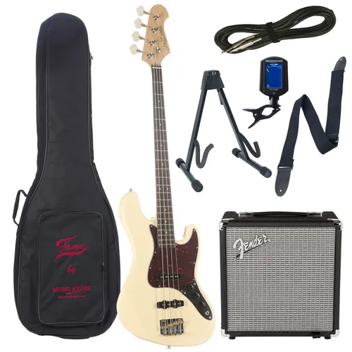 E-Bass Anfänger Set J & D JB-DLX VW + Rumble 15 - Komplettes E-Bass Set mit hochwertigem Bass und leistungsstarkem Verstärker. Perfekt für Einsteiger, mit umfangreichem Zubehör für den optimalen Einstieg in die Musikwelt.