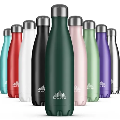 Mont-Clair Trinkflasche Edelstahl - Thermosflasche - BPA-freie - Water Bottle, Edelstahl trinkflasche 500ml - 24h Kalt & 12h Warm - Trinkflasche Auslaufsicher - Dunkelgrün