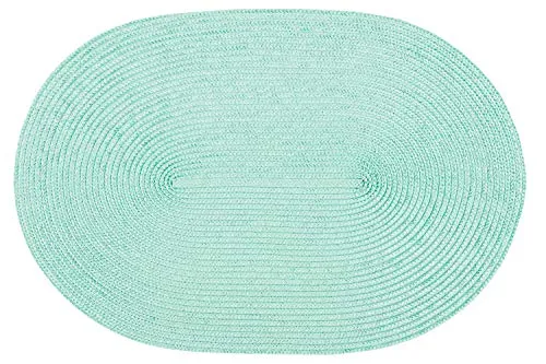 Haus und Deko Platzset Polypro oval ca. 45 x 30 cm Mintgrün Platzdeckchen Tischset geflochtene Bast-Optik