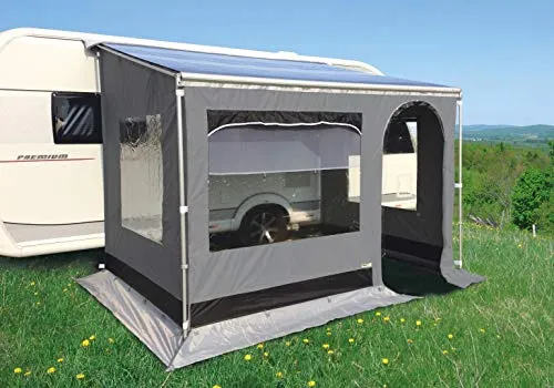 Eurotrail Markisenzelt für Caravanstore Bergen CS - Neu und Praktisch! - Markisen-Zelt für Caravan, große Fenster mit Netz, inklusive Teleskop-Markisengestänge und Aufbewahrungstasche - ideal für entspannte Camping-Ausflüge.