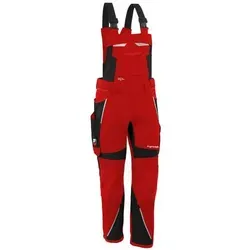 Qualitex Arbeitshose 'IRON' in rot/schwarz, Größe: 118 - moderne Latzhose - funktionaler Blaumann