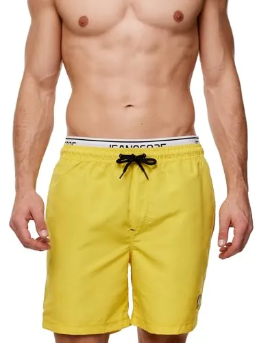 Produktbild Indicode Herren Solomon Badehose mit 3 Taschen und Tunnelzug | Badeshorts für Männer Lemon Pie, XL