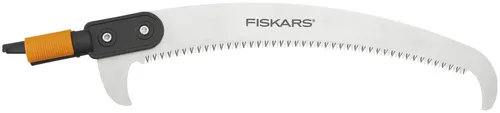 Fiskars Astsäge QuikFit 136527 - Manuelle Astsäge mit 54 cm langem Sägeblatt aus gehärtetem Stahl, ideal für präzises Schneiden. Mit Haken für Stabilität und Stoßmesser zum Vermeiden von Rindenverletzungen, perfekt für Teleskop-Stiele.