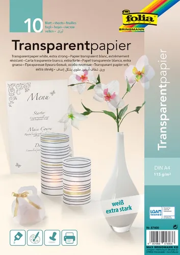Folia DIN A4 Durchschlagpapier Weiß 115 g/m² – 10 Blatt - Hochwertiges Durchschlagpapier für kreative Projekte. Ideal für Zeichnungen und Skizzen, sorgt für klare Durchschläge und ist perfekt im Format DIN A4.