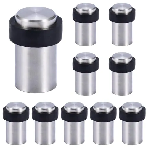 Türstopper aus Edelstahl für Bodenmontage (Zum Schrauben/Bohren) Edelstahl-Design Tür Stopper Puffer ø32mm, 60mm Hoch 10 x