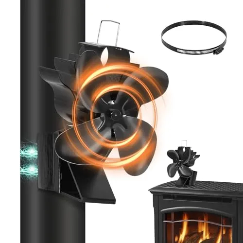 Todeco 2-in-1 Kaminventilator Magnetisch - Aschesauger und effizienter Wärmeventilator, der ohne Strom arbeitet und die Heizleistung um bis zu 38 % steigert – ideal für Holz- und Gasöfen.