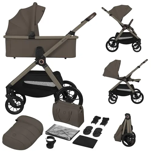 LIONELO LAYLA 2 in 1 Kombikinderwagen - Praktischer Kombikinderwagen für die Nutzung ab Geburt bis 22 kg. Ausgestattet mit großen All-Terrain-Rädern und vollständiger Federung, bietet er optimalen Komfort und Manövrierbarkeit im Alltag.