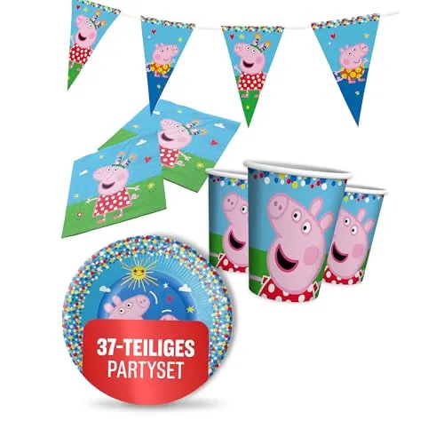 Peppa Pig – Zeichentrick Geburtstagsdeko Komplettset für Kinder