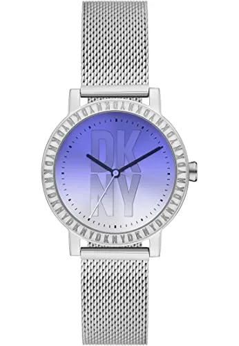 DKNY Damenuhren Soho - Elegante Quarz-Dreizeigeruhr in Silber - Armbanduhren für Damen mit 28mm Gehäuse, 3-Zeiger Quarzwerk und wasserdicht bis 30 m. Stilvoll und robust mit Edelstahlarmband für jeden Anlass.