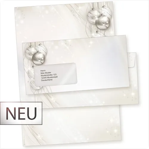 Sets ELECANCE Weihnachtsbriefpapier  mit Fensterumschläge Geschäftskunden 25
