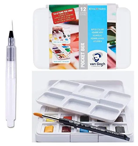 Talens Van Gogh Aquarell Van Gogh 15 Halbe Stifte + 1 Pinsel + Wasserreservepinsel