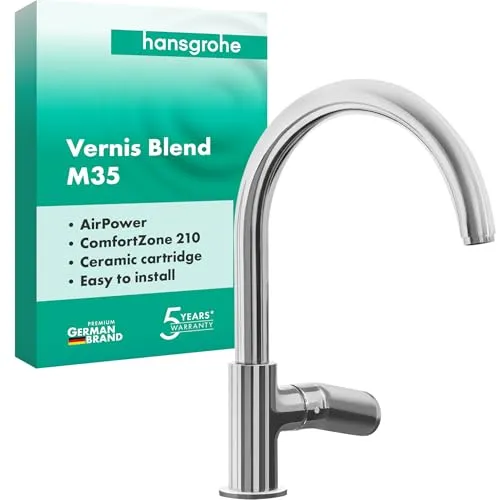 hansgrohe Vernis Blend M35 Küchenarmatur 71870000 - 1jet, chrom, mit einstellbarem Schwenkbereich und Air Power Technologie für optimalen Wasserfluss
