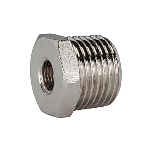 Riegler 111342 Reduziernippel, R 3/4 o., G 1/8 i., AF 17, Messing vernickelt