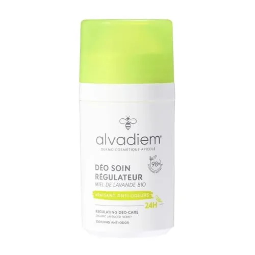 ALVADIEM Regulierendes Deodorant Roll-On 24h 50 ml – Für empfindliche Achseln – Gegen Gerüche, mikrobiom-ausgleichend – Bio-Lavendelhonig, Präbiotika – Ohne Alkohol & ohne Aluminiumsalze