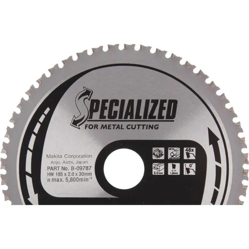 Makita B-09787 TCT-Säge 185X2X30mm 0° T48 SPEZIELL für Metallschneiden (MB-09787)