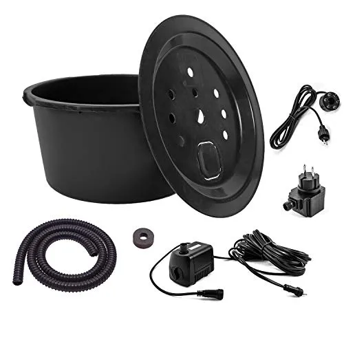 CLGarden Springbrunnen Set SP1 mit 90l Becken - Brunnenzubehör für DIY-Projekte: Komplettset mit 90l PE Becken, robuster GFK Abdeckung und effektiver LED Beleuchtung. Ideal für kreative Wasserspiele im Garten.