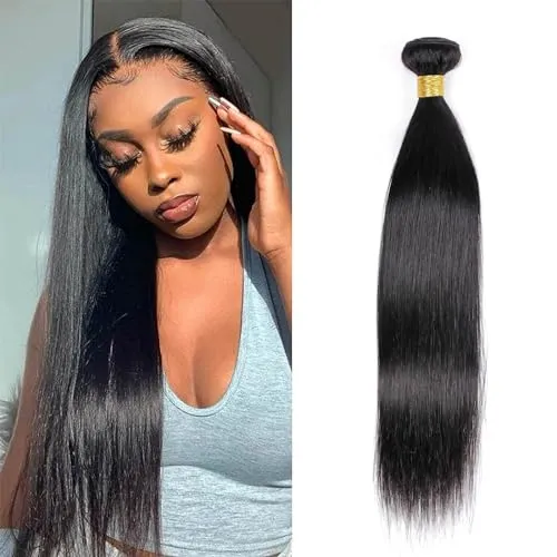 DaiMer 10A Human Hair Bundles One Single Silky Straight Bundles Human Hair for Black Women 10 Inch 100% Unprocessed Virgin Bundles Human Hair Brazilian Bundles Human Hair Natural Black