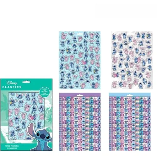 Stitch Aufkleber-Set – Dekoratives Set für Kinder mit wiederverwendbaren Aufklebern von Lilo & Stitch, ideal zum Personalisieren von Notizbüchern, Rucksäcken, Notizbüchern, Etuis und Bastelarbeiten