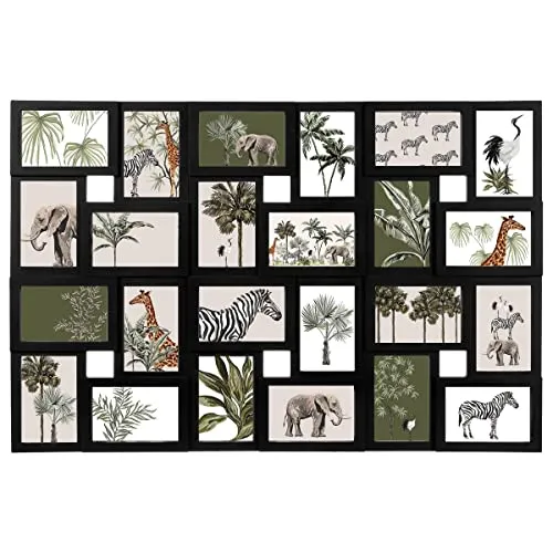 Bilderrahmen Fotogalerie Multirahmen für 24 Fotos - Moderner Collagenrahmen aus Kunststoff, ideal für Wohnzimmer oder Flur, zeigt Ihre schönsten Erinnerungen in einem stilvollen Design.