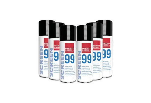 KONTAKT CHEMIE 6 Stück Glas-/ Bildschrimreiniger, SCREEN 99, je 200ml Reinigungsspray