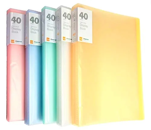 KAHEIGN 5Pcs A4 PP Sichtbuch, 40 transparente Taschen Präsentationsbuch aus massivem Polypropylen Projektordner Präsentationsordner Klare Abdeckung für Broschüren Berichte Zertifikate (5 Farben)