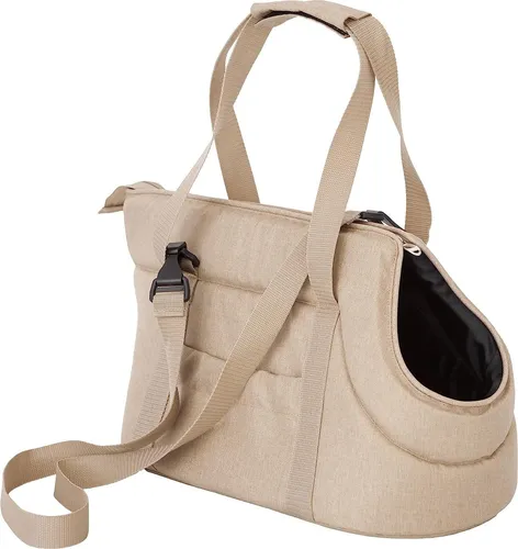 Hundetasche, Transportbox, Katzentasche, mit verstellbarem Schultergurt, mit Seitentaschen, Hände frei Reisetasche, Beige, 1: 20 x 42 x 22 cm