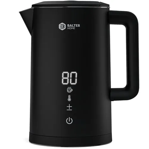 Balter Wasserkocher WK-11BL-LCD, 1.5 l - Edelstahl Wasserkocher mit Temperatureinstellung von 40-100°C und Doppelwand für zusätzliche Sicherheit. Ideal für Teeliebhaber und schnelle Zubereitung.