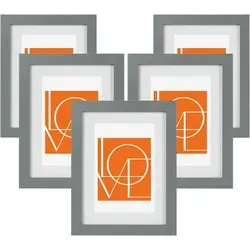 Woltu Bilderrahmen Set (5 St.), 20x30 cm - Moderne Bilderrahmen aus robustem MDF in Grau, ideal zur stilvollen Präsentation Ihrer Fotos. Perfekt für kreative Wandgestaltungen und einfache Selbstmontage.