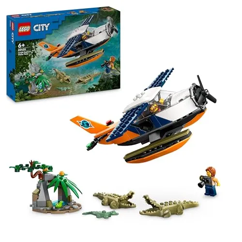 LEGO City Dschungelforscher-Wasserflugzeug - Kreatives Bauspielzeugset für Kinder ab 6 Jahren, inklusive Wasserflugzeug, Dschungelhöhle und 2 Minifiguren für fantasievolles Spielen