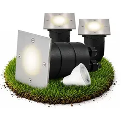 Stück MADON LED Bodeneinbaustrahler Aussen eckig IP67 - Hochwertiger 3W LED Bodeneinbaustrahler für den Außenbereich, befahrbar und mit IP67 Schutz, sorgt für Sicherheit und stimmungsvolles Licht im Garten oder an Wegen.