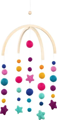 goki 52868 - Mobile Sternentanz aus Holz und Wollfilz - Baby Mobiles: Beruhigendes Holz-Mobile mit Mond- und Sternmotiven, fördert die Fantasie und visuelle Entwicklung Ihres Babys.