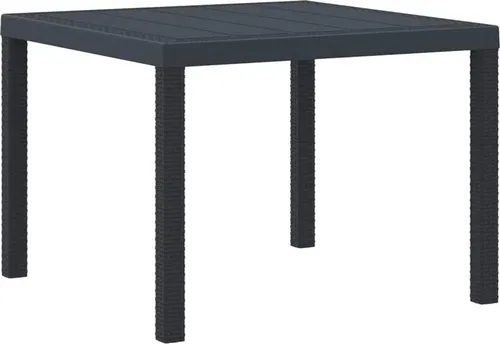 vidaXL Gartentisch Anthrazit 100x100 cm aus Poly Rattan - Kaffeetisch aus wetterfestem Poly Rattan, ideal für Garten und Terrasse. Modernes Design und leichtes Gewicht ermöglichen einfache Handhabung und Pflege.