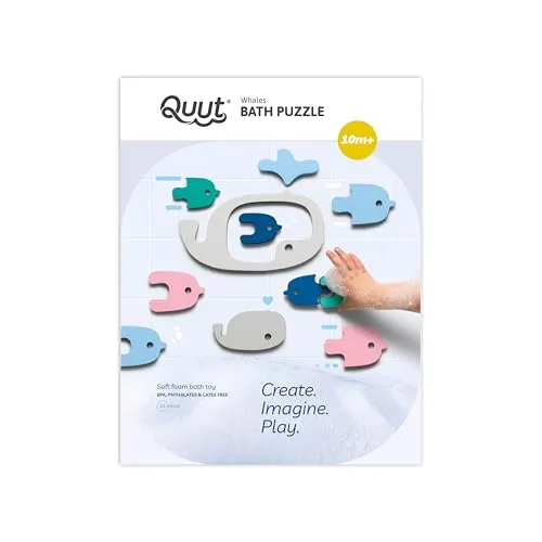 QUUT Wal Badepuzzle: Badespielzeug für Babys ab 1 Jahr - Motorik, Fantasie & Hygiene Geburt - Fördert spielerisches Lernen und Ordnungssinn in der Badewanne