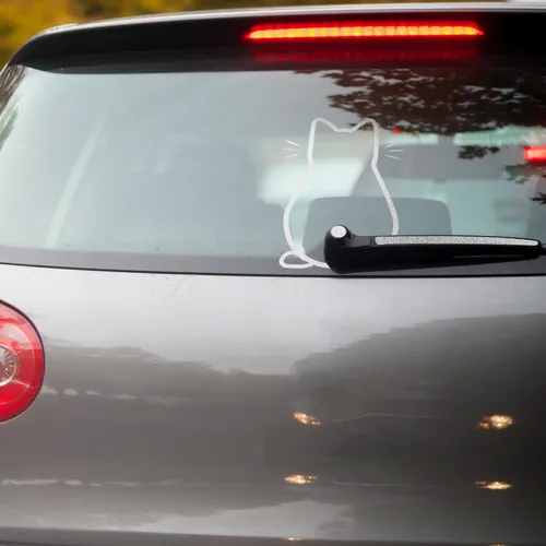 Heckscheibenaufkleber Katze Sticker Heckscheibe Scheibenwischer Silber KX096