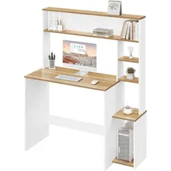 EUGAD Schreibtisch mit Regal in beige von Eugad