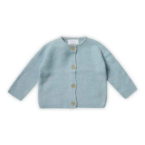 Stellou & friends CardiganStrickjacke für Baby & Kleinkind mit Knöpfen in HolzOptik, Mädchen & Jungen Hochwertige Kleidung aus 100% Baumwolle, Perfekt für Herbst & Winter 62/68 Pistaziengrün Melange