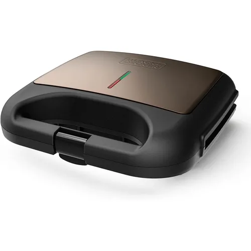 BLACK+DECKER BXSA752 - Sandwichmaker 750W, antihaftbeschichtete Grillplatten 21,5x12,5cm, für knusprige Sandwiches in Minuten, kompakt und leicht zu verstauen
