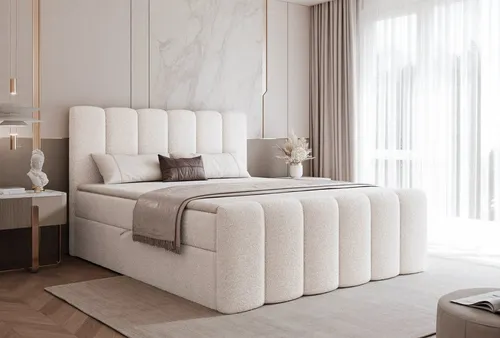Compleo Boxbett BUBBLE – Bequemes Wolkenbett mit Topper und Bettkasten - Elegantes Boxbett mit gepolstertem Kopfteil und robusten Bettkästen. Der hochwertige Bouclé-Stoff sorgt für eine angenehme Haptik. Ideal für erholsame Nächte und optimalen Stauraum.