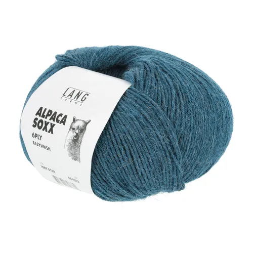 Lang Yarns Alpaca Soxx 6-fach - Petrol Melange 150 g - Hochwertiges Garn für kreative Projekte, ideal für Socken. Mit einer Lauflänge von ca. 390 m und pflegeleicht, perfekt für Strickanfänger und Profis.