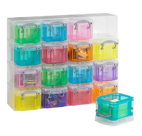 REALLYUSEFULBOX Aufbewahrungsbox 16 Aufbewahrungsboxen 0,14l - transparent/bunt