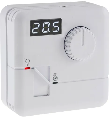 ChiliTec RT-55 Raumthermostat - Nicht-programmierbarer Raumtemperaturregler mit digitaler Temperatureinstellung und blickwinkelunabhängiger LED-Anzeige für optimale Ablesbarkeit, ideal für Fußbodenheizungen.