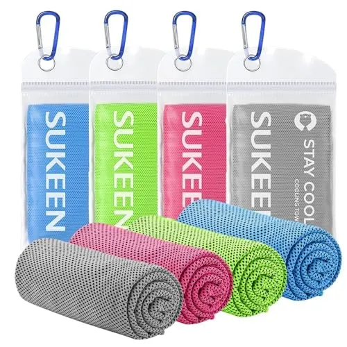 Casenly 4 Stück Kühltuch Kühlhandtuch, 100 x 30 cm Mikrofaser Sport Handtücher Kühlendes Schnelltrocknendes Nacken Gym Yoga Handtuch Golf KüHlendes Sporthandtuch Fitness für Hals Gesicht
